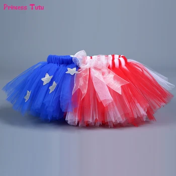 

American Flag Girls Tutu Skirt Fluffy Tulle Baby Girls Skirt Tutu Children Kids 4th of July Party Dance Skirts For Girls 1-8Year