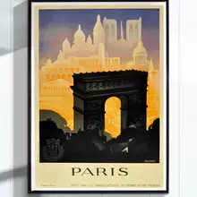 6 opciones Vintage Retro Francia París Arco del Triunfo viaje Póster Artístico de lienzo pegatinas de pared clásicas decoración del hogar regalo