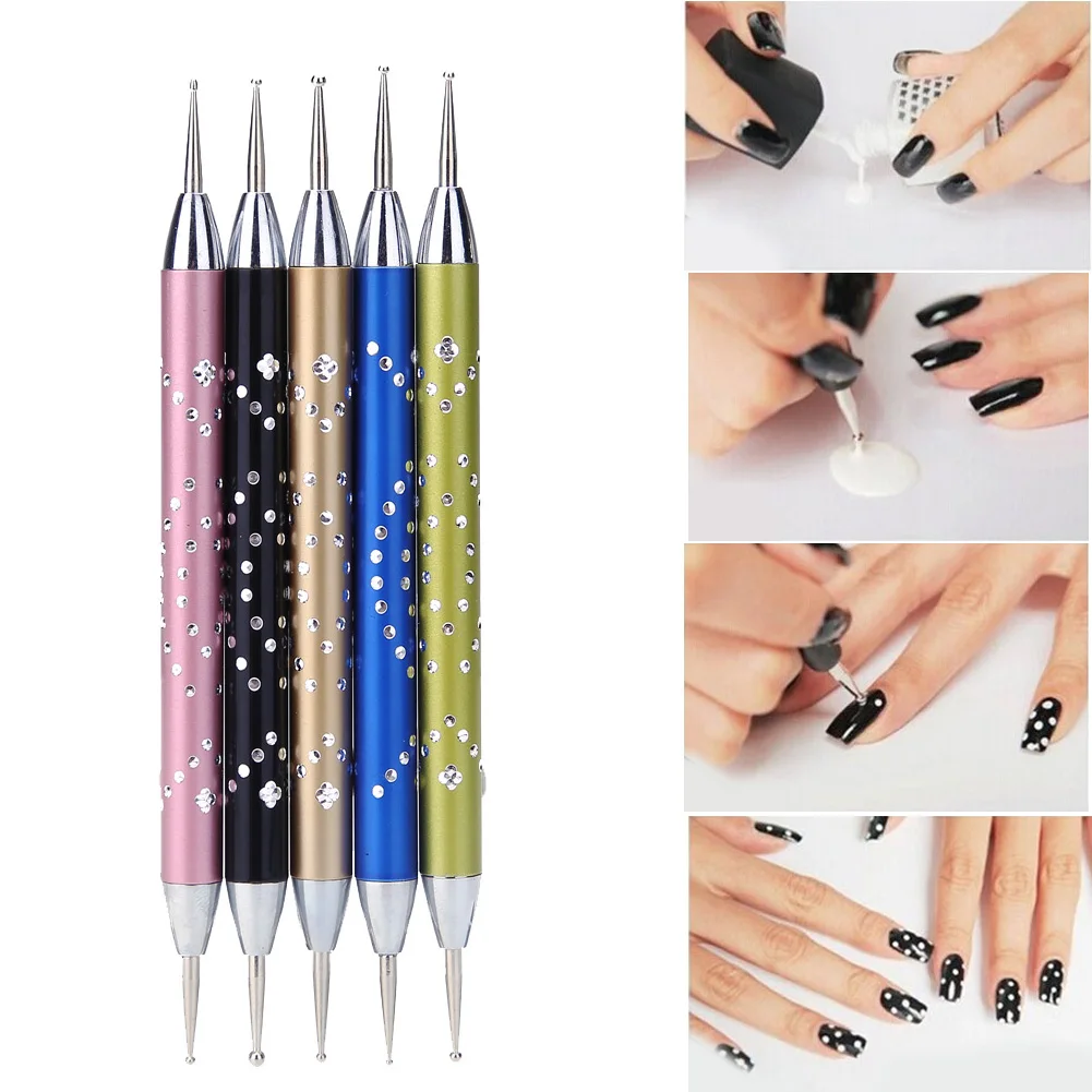 5Pcs/Set Diamond Nail Art Dotting Pen Double head Nail Dotting Hook