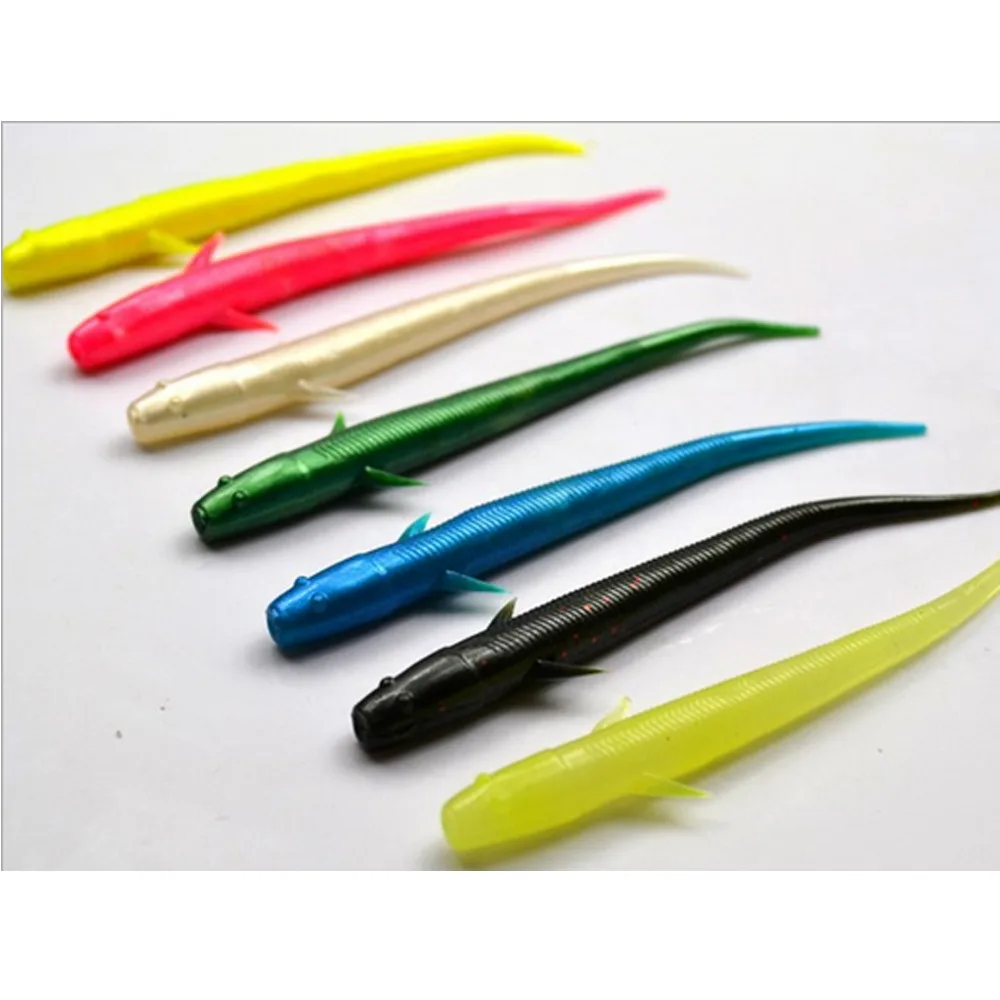 

fishing lure 10Pcs 7cm 1g Mudfish Jelly Worm Soft Plastic Artificial Lure Pesca Lure 7 Colors Glow