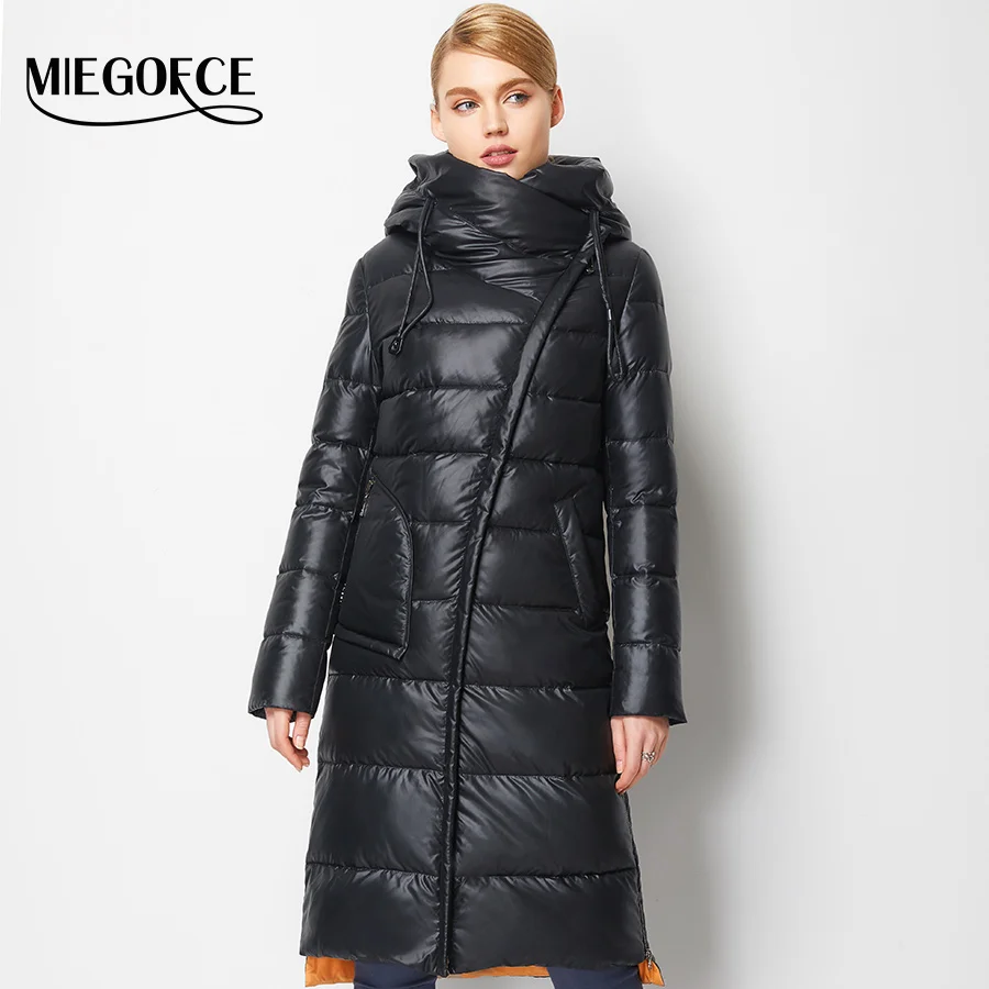 Beste Miegofce 2019 Modieuze Jas Jas Vrouwen Hooded Warm Parka Bio Pluis Parka Jas Hight Kwaliteit Vrouwelijke Nieuwe Winter Collectie