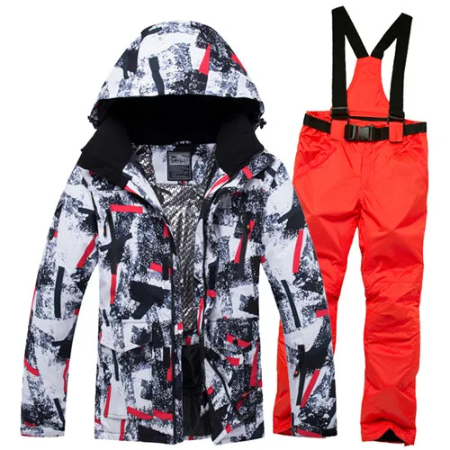 Новинка, зимний лыжный костюм для мужчин, лыжный мужской комплект одежды, уличная теплая водонепроницаемая ветрозащитная куртка для сноуборда, штаны, одежда - Цвет: Color 3