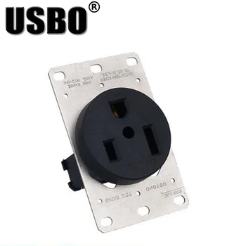 

American Black 250V 30A Generator Anti-off outlet NEMA 5-50R industrial power socket plug inline wire connector with panel