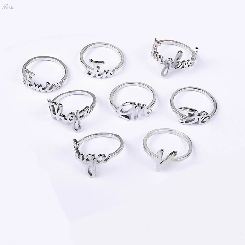 AOMU 1PC KPOP BTS Jung Kook Ring Stainless Steel Bangtan Boys Rings Jimin V Rap Monster ARMY BTS Accesssories Gift