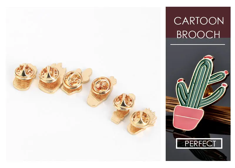 Potted Plant Cactus Enamel Pins Metal Lovely Badges Brooch Vintage Brooches For Women Jewelry Clothing Collar Lapel Accessories