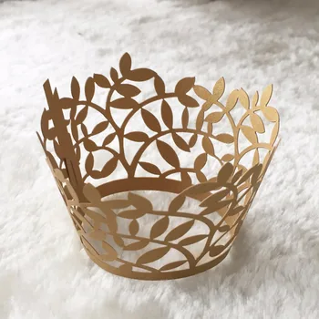 

50pcs Village Laser Cut Pearl Paper Cupcake Wrapper Liner Baking Cup For Home Wedding / Birthday / Christmas Decoration Supplier