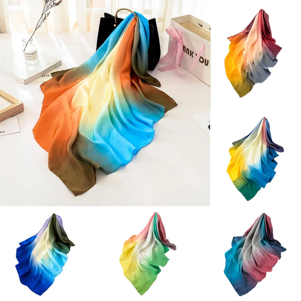 

KANCOOLD autumn femme silk scarf winter 2018 scarves for women Fashion Gradient Color Square Soft Wrap Ladies Shawl veil PSEP3