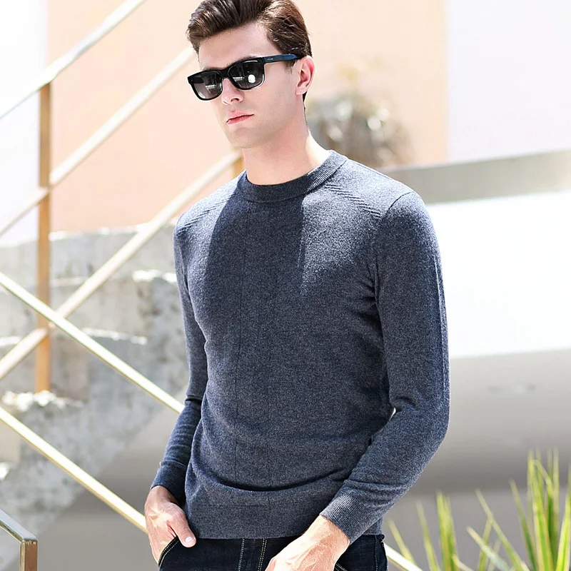 MACROSEA Men's Casual Wool Pullover Sweater Business Formal Sweaters Long Sleeve Solid Color