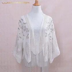 Luoanyfash высокое качество warfactory бисером блестка вышивки кисточкой верхняя одежда кардиган шифоновая рубашка Топ AF0639