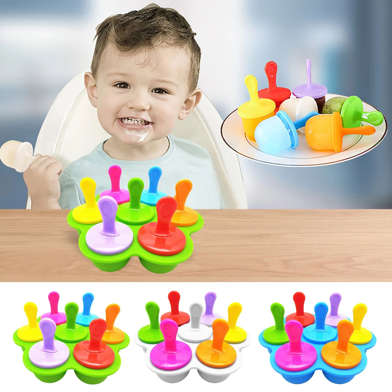 

Behogar 7-Slot Silicone Ice Cream Ball Lolly Pops Mold Popsicle Chocolate Candy Lollipops Maker Mould DIY Food Fruit Shake Tools