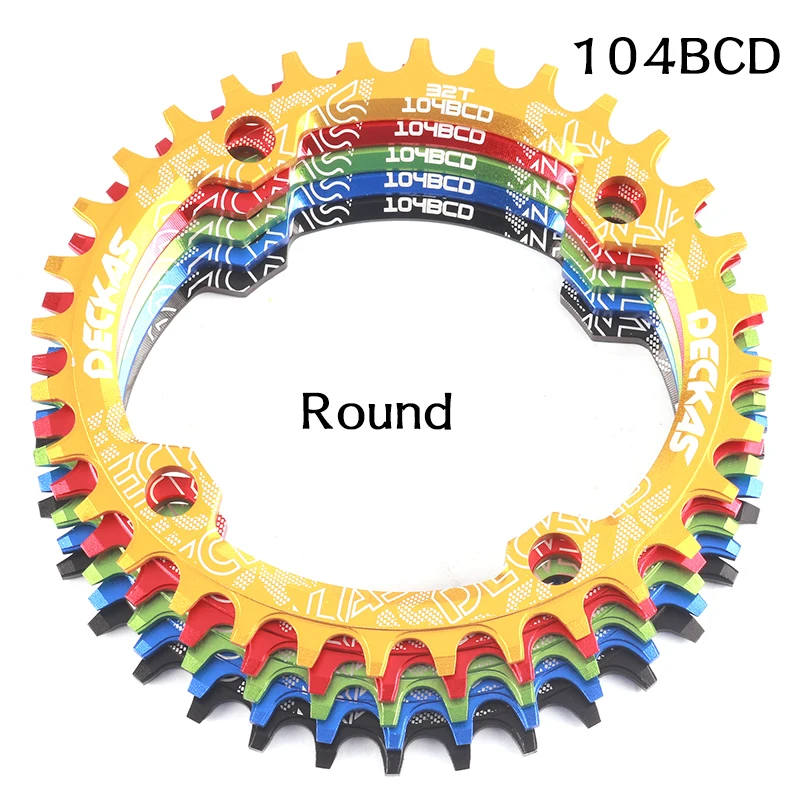 DECKAS круглая пластина с положительным и отрицательным зубом, круглая, узкая, широкая, для горного велосипеда 104 BCD 32T 34T 36T 38 T, запчасти для велосипеда bmx