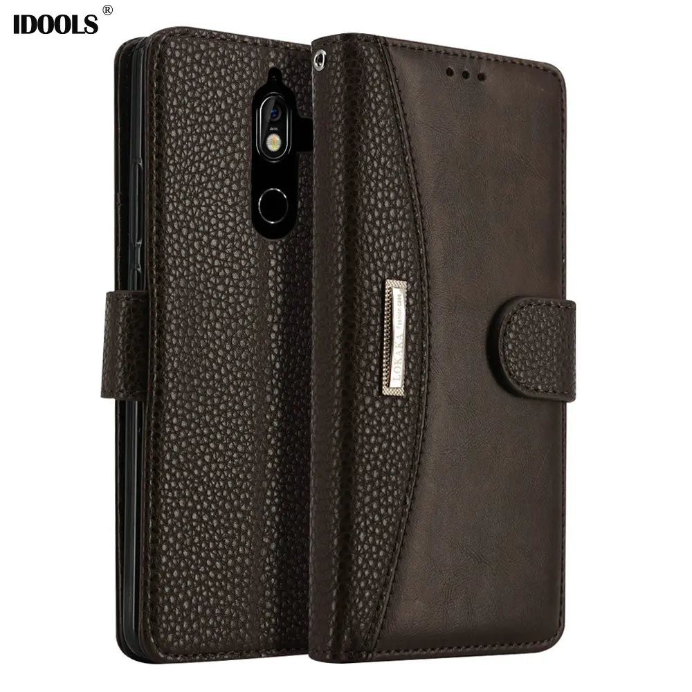 Meilleur IDOOLS Flip Cas pour Nokia 7 Plus De Luxe Portefeuille PU En Cuir Magnétique Téléphone Sacs Cas pour Nokia 7 Plus avec titulaire de la carte 6.0 pouce