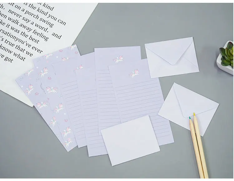 1 шт. студенческий маленький свежий мультфильм розовый девушка серии зеленый квадрат kawaii конверт для бумажного письма набор S
