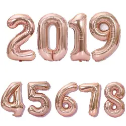 40-дюймовый розовое золото номер Фольга шары большие цифры гелий шарики Свадебные украшения Baby Shower День рождения поставки