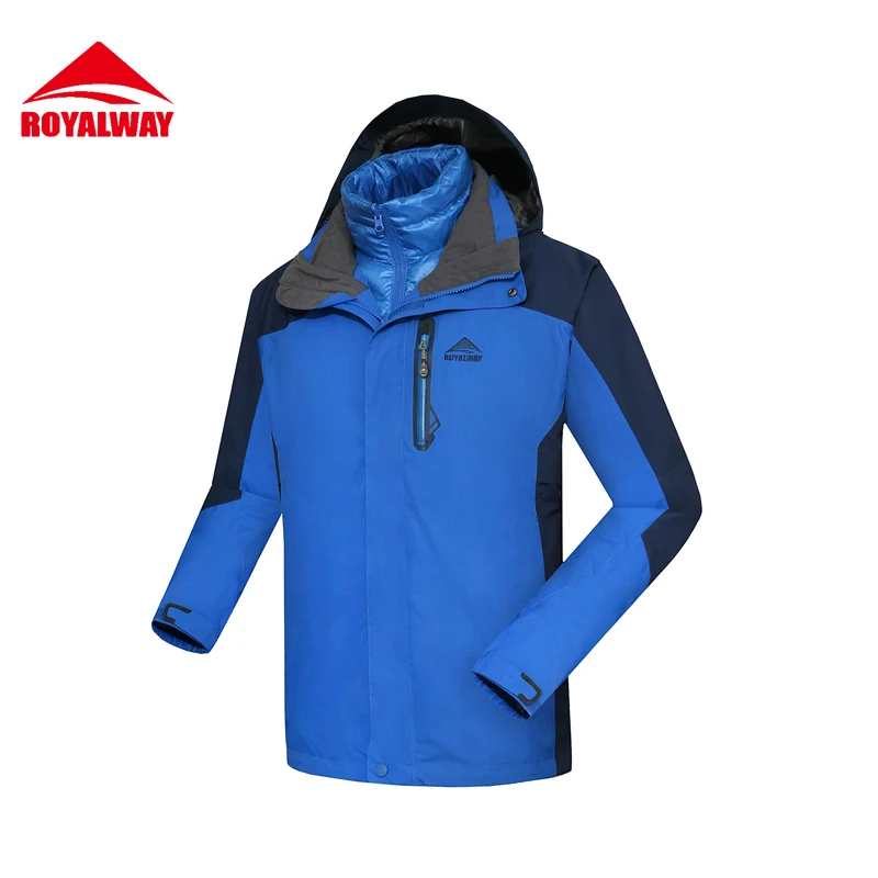 

ROYALWAY 2Pieces Outdoor Jackets Men Waterproof Windproof Hiking Jacket Men Quick Dry 2019 New A#RFOM4258E