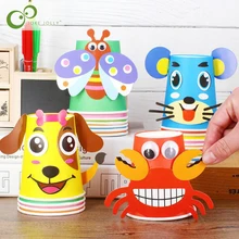 12 sztuk dzieci 3D DIY ręcznie robiony papier kubki materiał na naklejki zestaw cały zestaw dzieci przedszkole szkoła rzemiosło artystyczne zabawki edukacyjne GYH