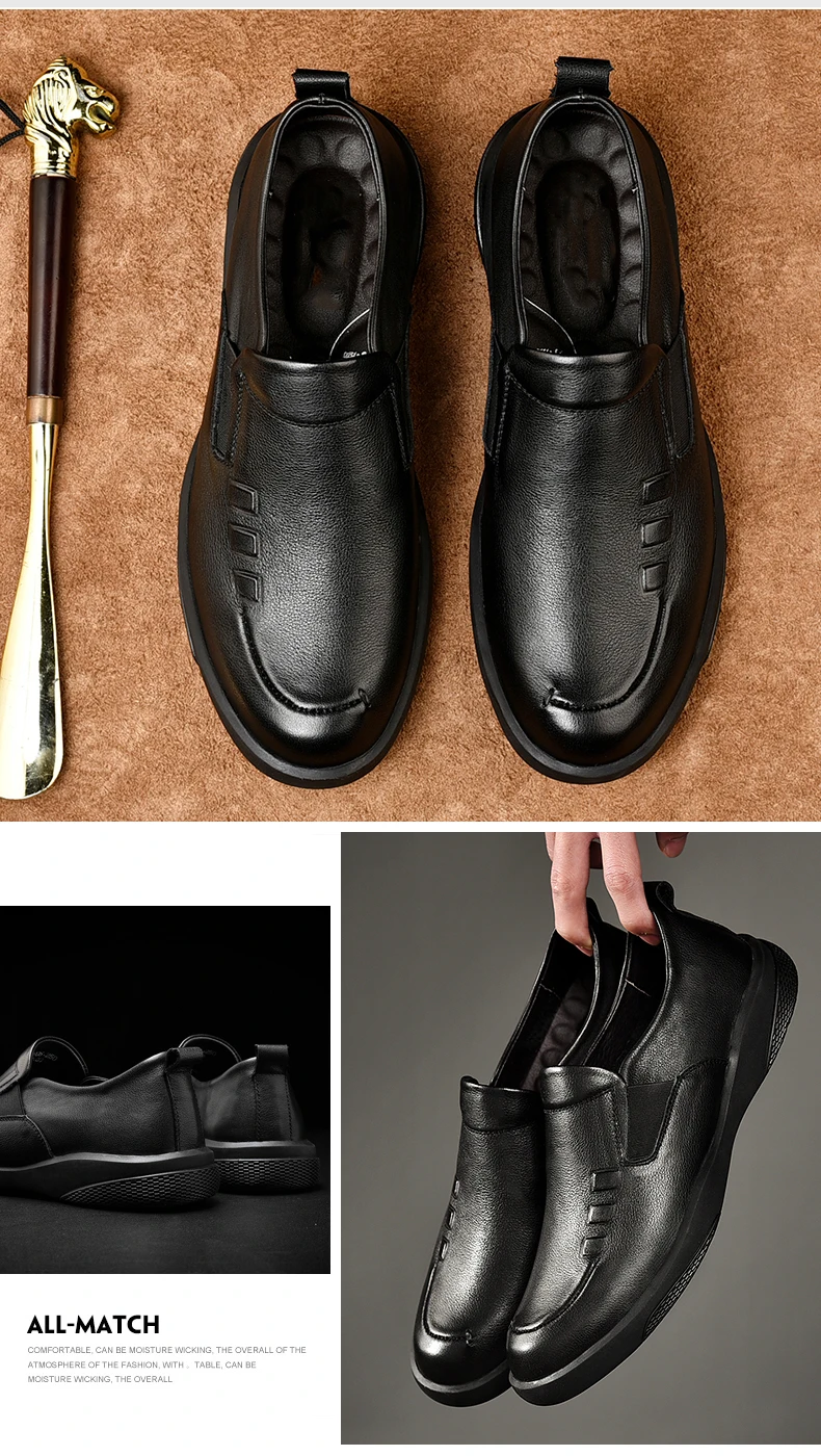 Классические мужские туфли из натуральной кожи; успокаивающий массаж подошвы; мужские лоферы без застежки; повседневная обувь из мягкой кожи; Мужская обувь для вождения на плоской подошве