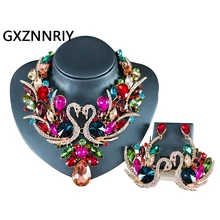 Gold Swan Crystal Bridal Jewelry Sets for Women Rhinestone Wedding Necklace and Earrings Set Female Party Jewellery Sets Gifts Gold Swan Crystal Bridal Jewelry Sets for Women Rhinestone Wedding Necklace and Earrings Set Female Party Jewellery Sets Gifts