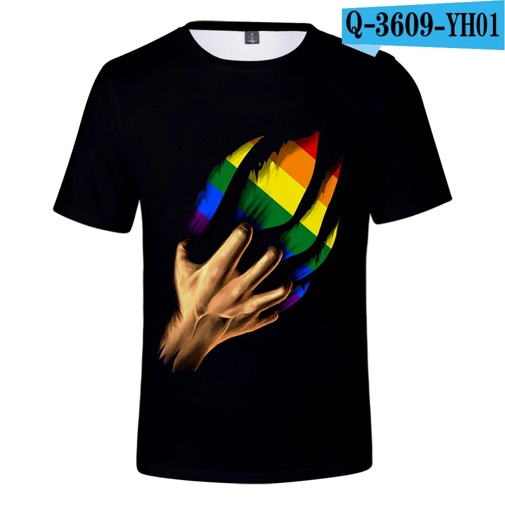 Летняя крутая модная футболка с коротким рукавом, принт ЛГБТ, 3D горизонтальная цветная диаграмма, Мужская/Женская Уличная Повседневная 3D футболка, Мужская брендовая - Цвет: 3D