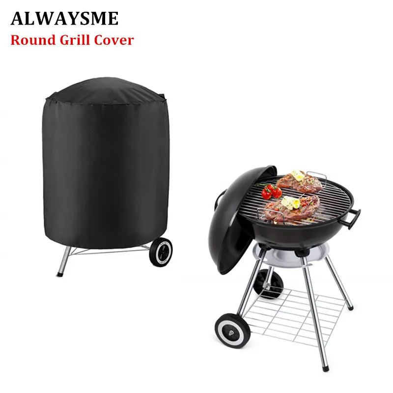 

ALWAYSME Round Grill Cover Waterproof Gas Barbeque Grill Cover Heat Sealed Seams BBQ Cover For Weber Holland Jenn Air Brinkmann