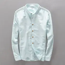 Высококачественные мужские Лен футболка с длинными рукавами модная льняная рубашка для мужчин в итальянском стиле дышащий хлопок рубашки