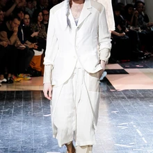 27-40! Runway Штаны свободные штаны Белый лен семь минут Штаны мужские летние тонкие