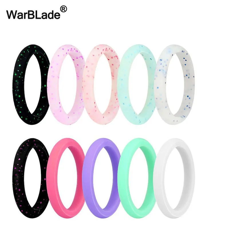 

10pcs/set 4-10 Size Food Grade FDA Silicone Ring 2.7mm 3mm 5.7mm Hypoallergenic Crossfit Flexible Rubber Finger Rings For Women