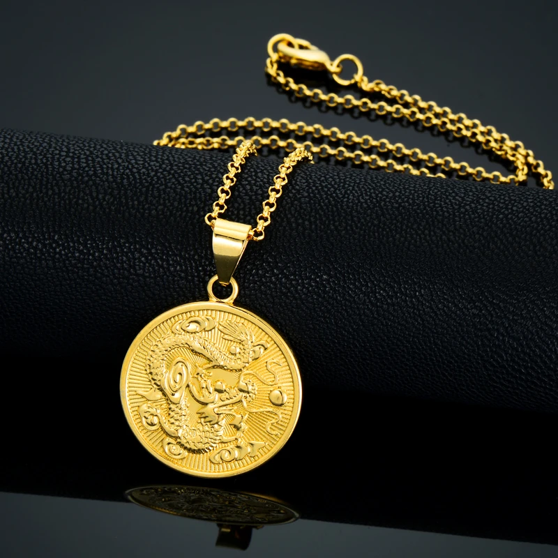 Gold chain with dragon pendant