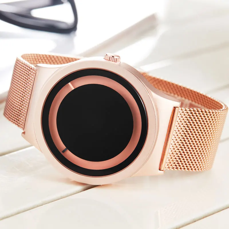 Creative Watch Men Women Watch Personality Minimalist Unique Turntable Dial Watch Casual Steel Black Gold Men Quartz Wristatch Creative Watch Men Women Watch Personality Minimalist Unique Turntable Dial Watch Casual Steel Black Gold Men Quartz Wristatch