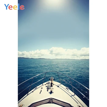 

Yeele Blue Sky White Clouds Sea Water Boat Summer Photography Backgrounds Customized Photographic Backdrops for Photo Studio