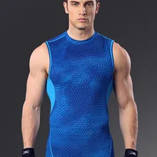 Мужские компрессионные колготки для бега, дышащая быстросохнущая футболка для тренировок, футболка для мужчин, футболки без рукавов, Полиэстеровая футболка Spor s