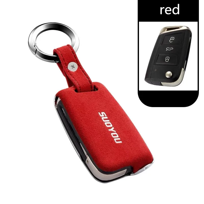 

Galvanized Alloy Car Key Cover Carbon fiber pattern For Volkswagen VW Golf 7 GTI R MK7 Tiguan For Skoda Octavia A7 Karoq