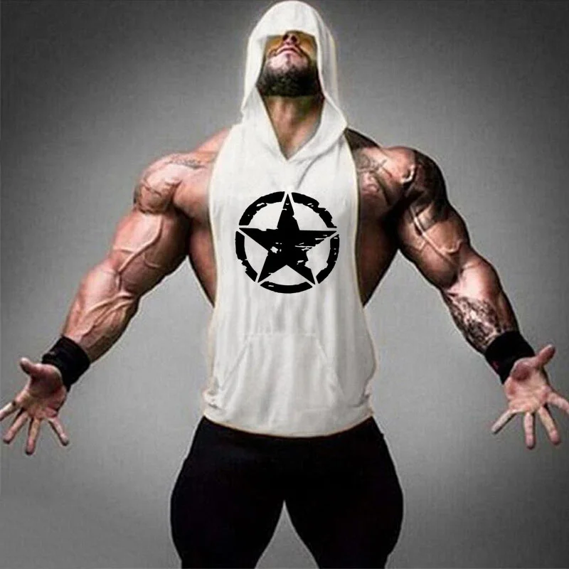 

2019 Summer Newest Brand Mens Print Gyms Stringers Vest Bodybuilding Clothing Fitness Man Hooded Tanks Tops men running vest