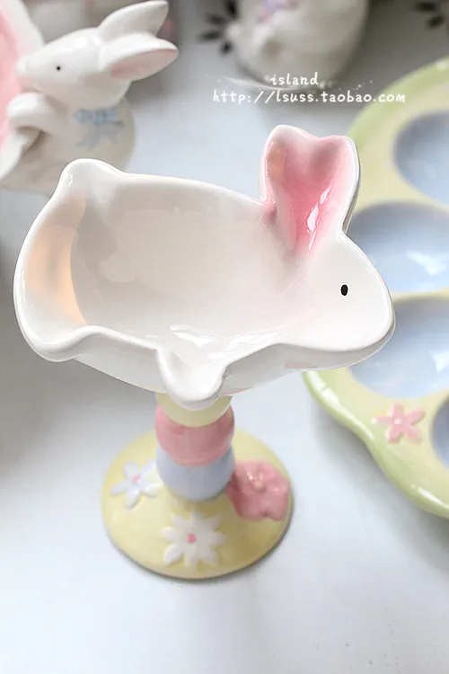 

creative ceramic Cartoon rabbit milk cup home decor crafts room decoration objects porcelain figurine Cute chick Ice cream cup