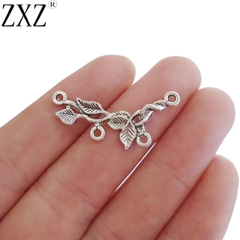 

ZXZ 30pcs Antique Silver Tone Tree Leaf Branch Chandelier Connector Charms for Necklace Jewelry Making Findings