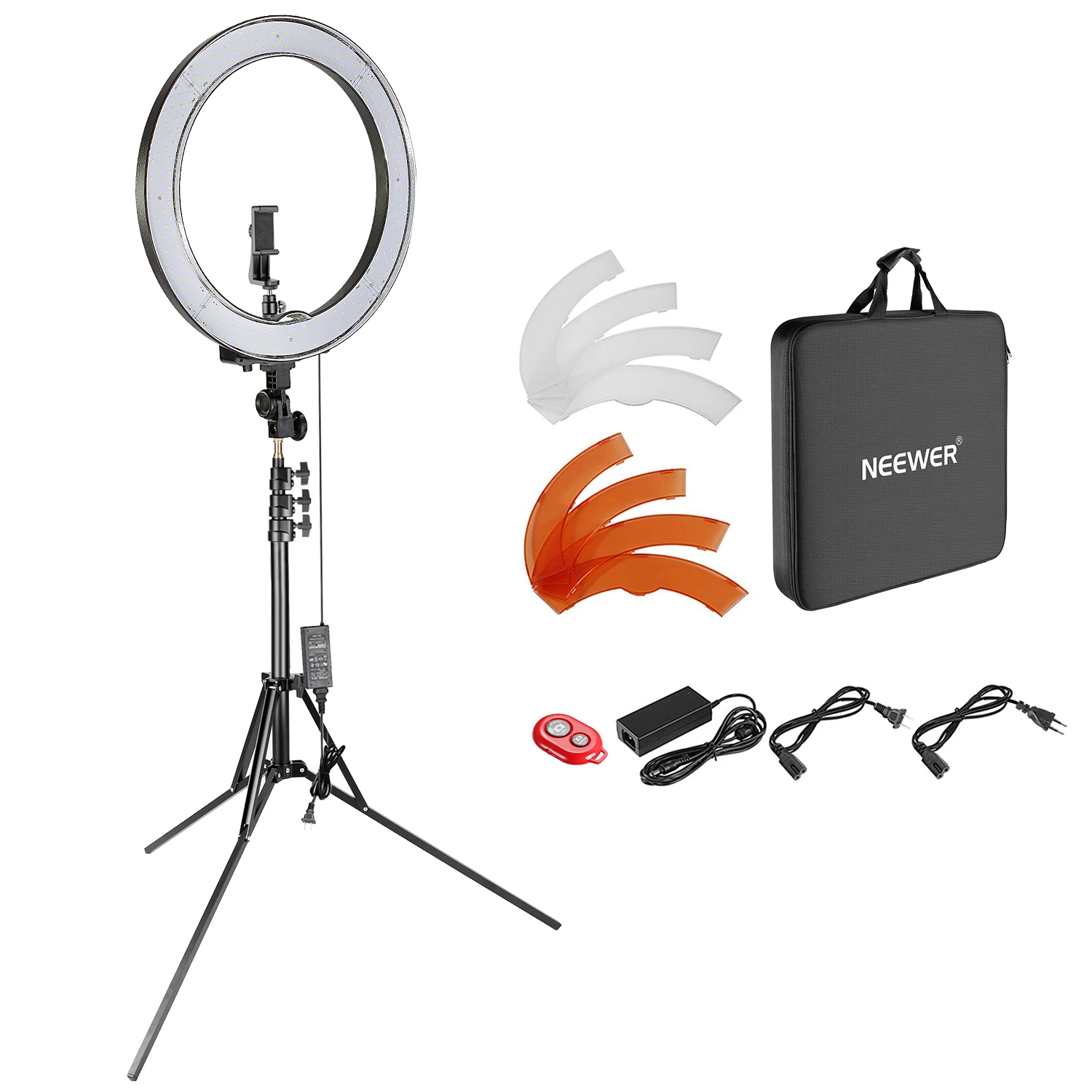 

Neewer Upgraded 18-inch Outer Dimmable SMD LED Ring Light with 79-inch Stand, Bluetooth Receiver, Rotatable Phone Holder for Sma