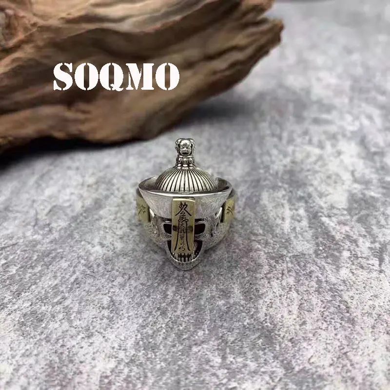 Мужское кольцо с черепом SOQMO регулируемые кольца ручной работы из 100% настоящего
