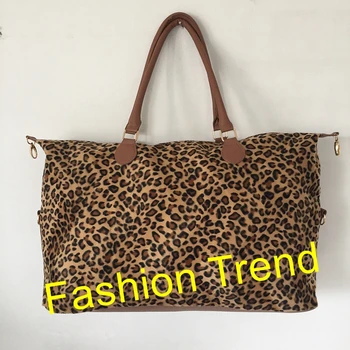 

1 piece good quality hot selling leopard weekender bag fashion women handbag tote bags monogram personalize duffle travel bags