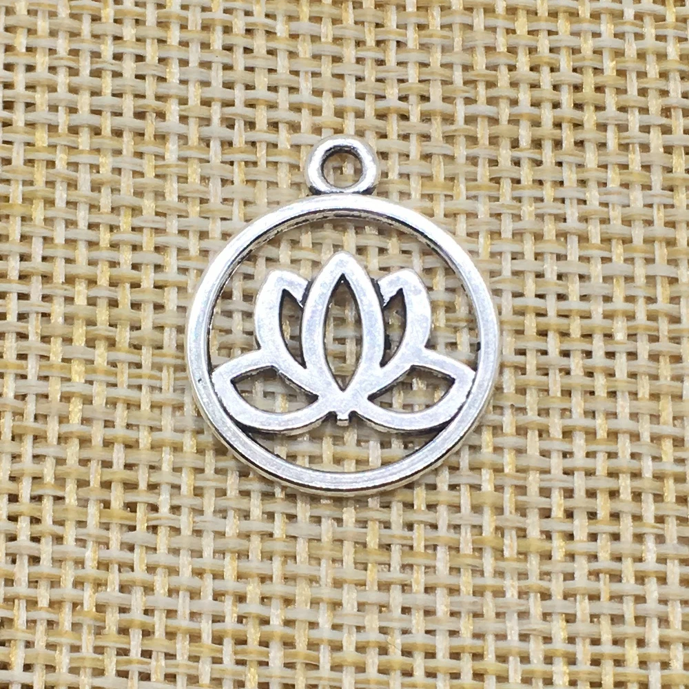 50 шт. подвески в виде цветка лотоса|charm antique silver|charms antiqueflower charm |