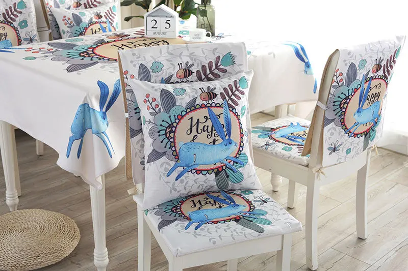 Proud Rose Waterproof Linen Table Cloth Cartoon Table Cover Chair Set Pillowcase Cover Towel European Tablecloths Chair Cushion