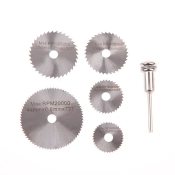 

6PCS Circular Saw Blade HSS Cutting Discs with Mandrel Cut-off Circular Saw for Dremel Rotary Tool Electric Grinding Accessories