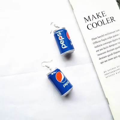 Summer Drink Cans Drop Earrings for Women Fashion Accessories Girl DIY Handmade Unique Personality Dangle Earrings Jewelry Gift - Окраска металла: E-Pepsi