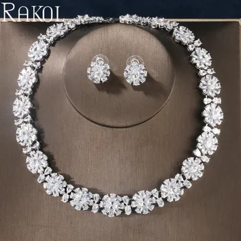 

RAKOL New Fashion Luxury Brilliant Flower Cubic Zirconia Bridal Jewelry Set For Bride Women Wedding Party Dress RS72401K