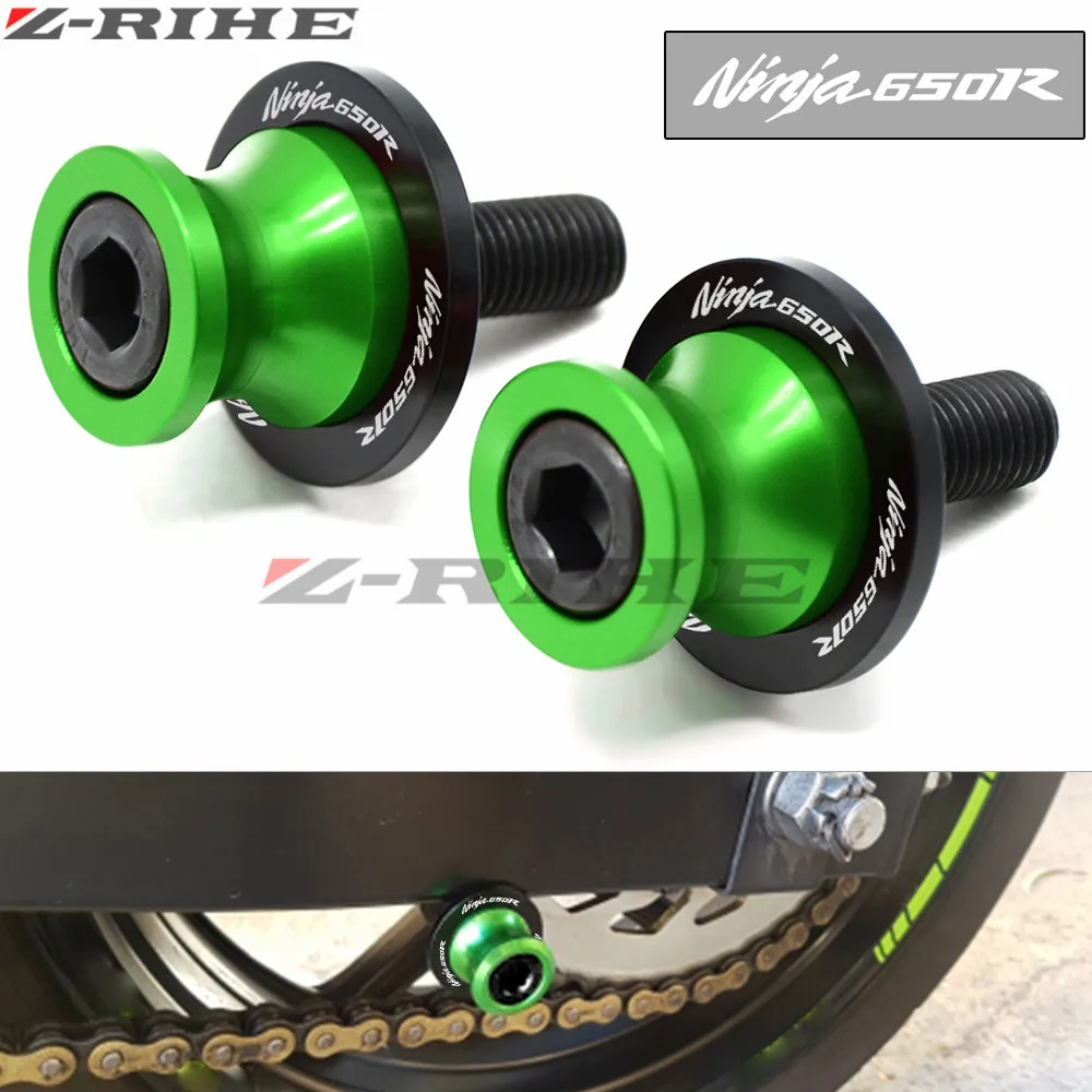 for Kawasaki Ninja 650R 2006-2011 swing arm Sliders Motorcycle CNC Swingarm Spools stand screws Slider para moto motocicleta