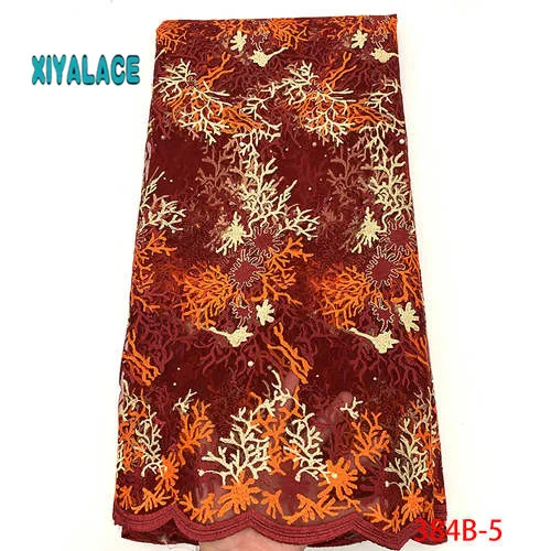 Африканская вышитая бисером тюль кружевная ткань высокого качества кружевной Материал Чистая французская вышивка нигерийская кружевная ткань YA384B-1 - Цвет: 384B-5