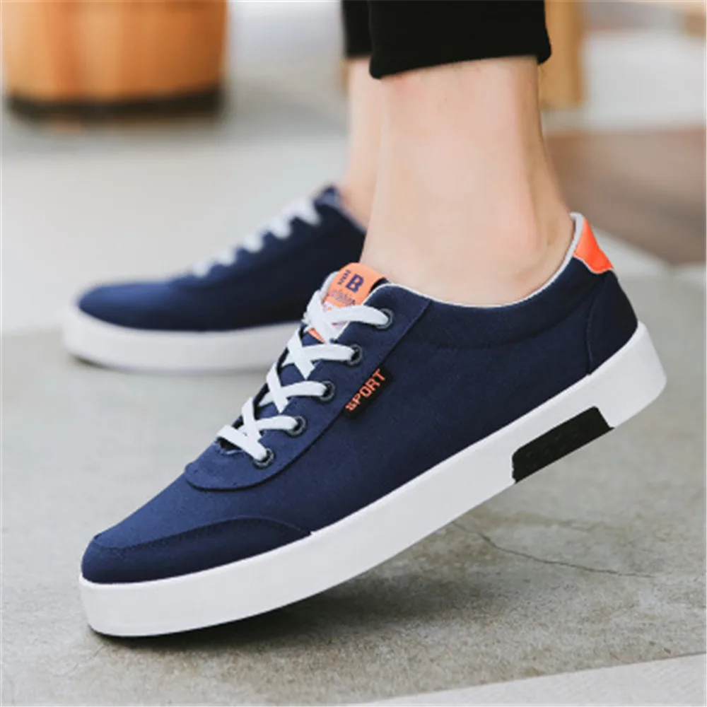 

Men's Vulcanized Shoes Casual Sports Canvas White Shoes lace-up Lightweight Breathable all-match Comfortable Leisure Male rubber