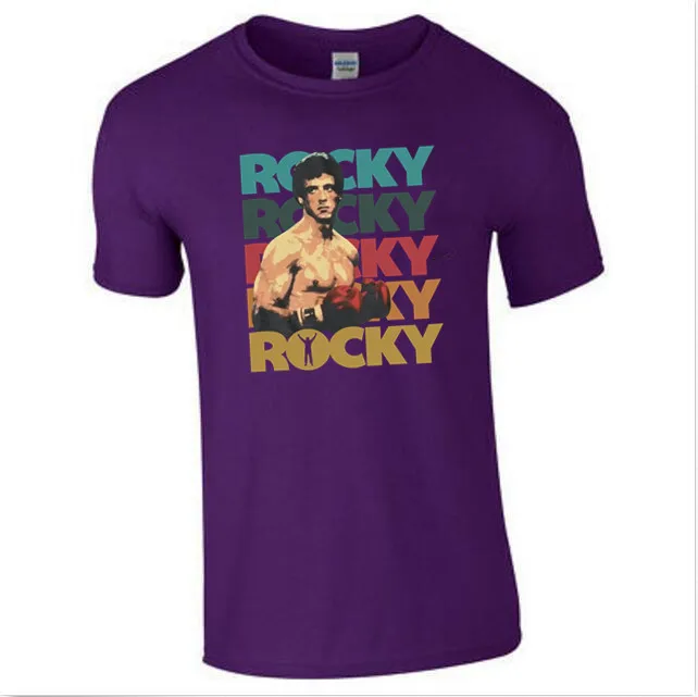 Бесплатная доставка футболка Rocky Balboa новый черный Вереск лицензированный 70