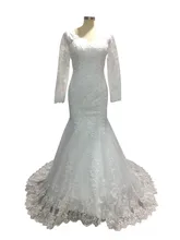 Romanitc 2017 Lace Mermaid Wedding Dress Long Sleeves Vintage V Neck Floor Length Bridal Gown robe de mariage
