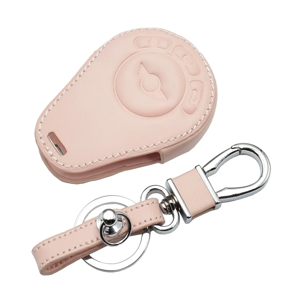 Кожаный чехол для ключей автомобиля ATOBABI для BMW Mini Cooper JCW R55 R56 R57 R58 R59 R60 розовый пульт дистанционного управления Fob Обложка протектор сумка авто аксессуар - Название цвета: Розовый