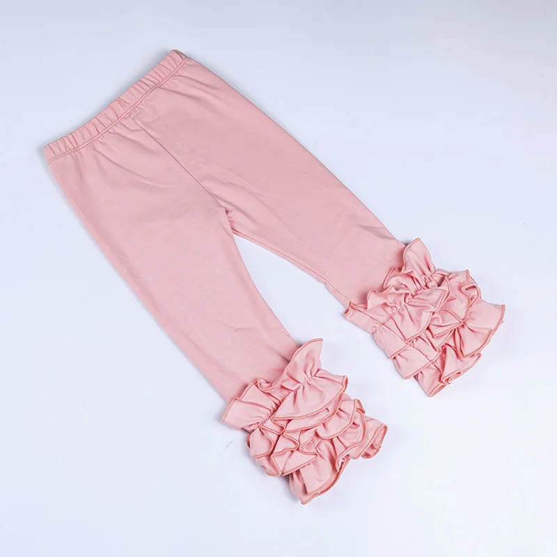 Розовые леггинсы с тройными оборками детские штаны с тремя рядами оборок для маленьких девочек, много цветов - Цвет: 7